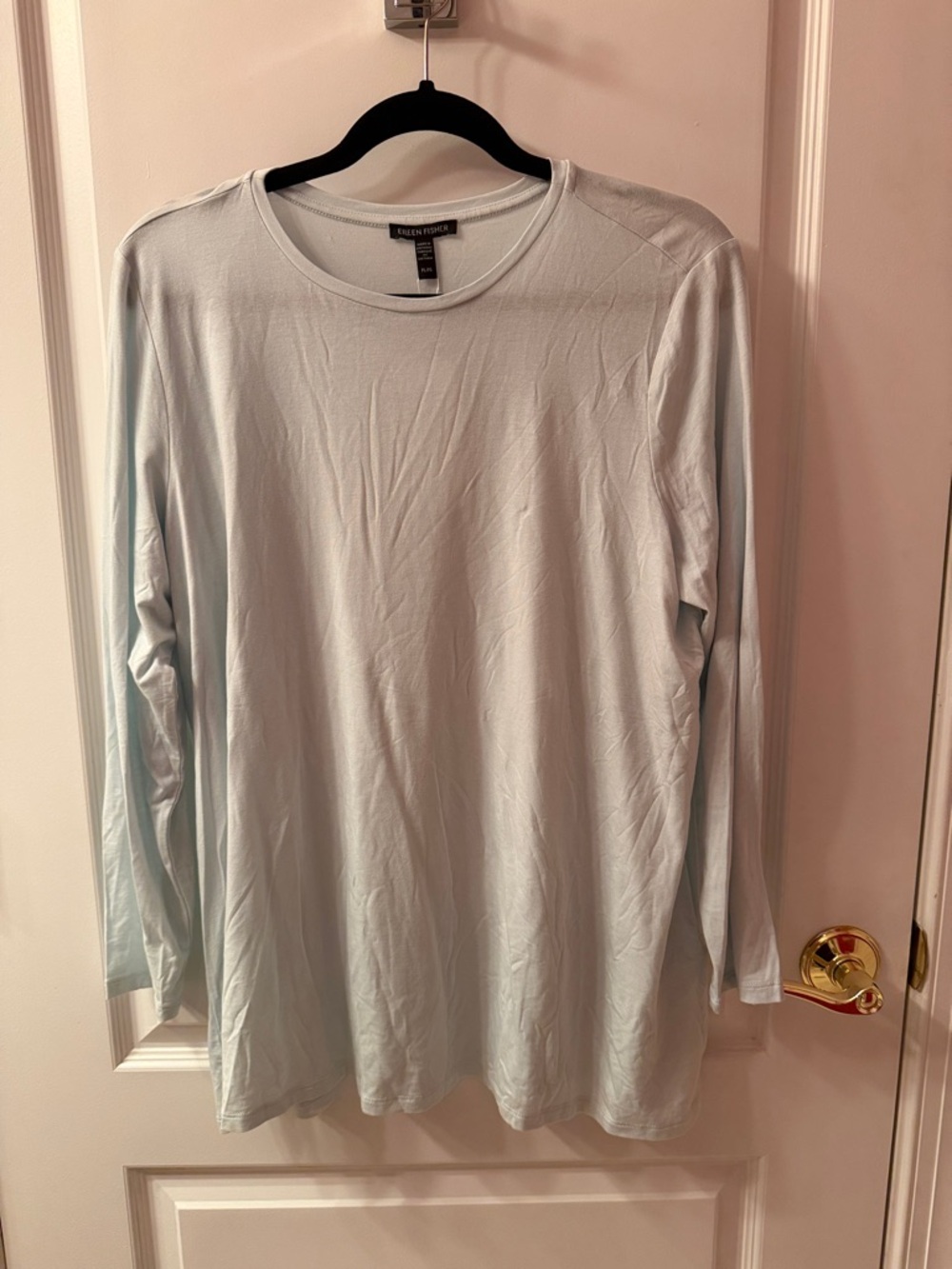 Eileen Fisher Pale Blue Long-Sleeve Crewneck Tee